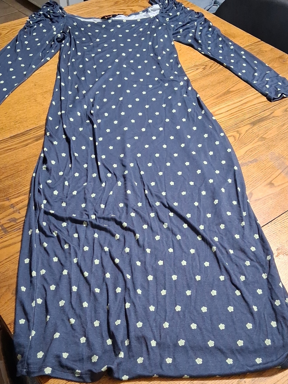 Ted Baker Dress NEW Womens 5 Navy Blue MAXI STRETCH Floral Flowers Long Sleeves